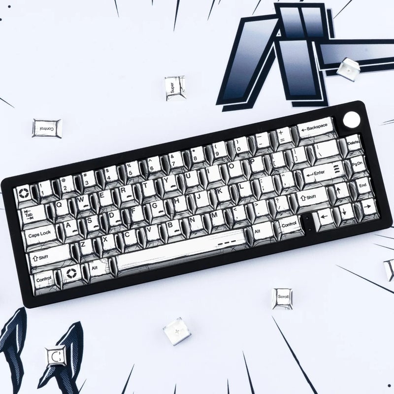 Bluejw مفاتيح كيبورد جديدة بتصميم كاريكاتوري بروفايل وايت شيري PBT - مجموعة كاملة من 140 مفتاح لأجهزة الكيبورد الميكانيكية المخصصة للألعاب - Image 3